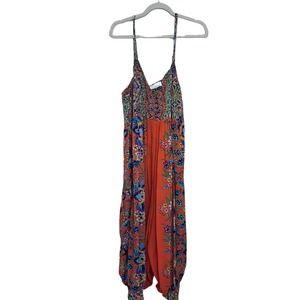Anthropologie Vega Lounge jumpsuit Tangerine Floral Soft & Comfy sz 1X
